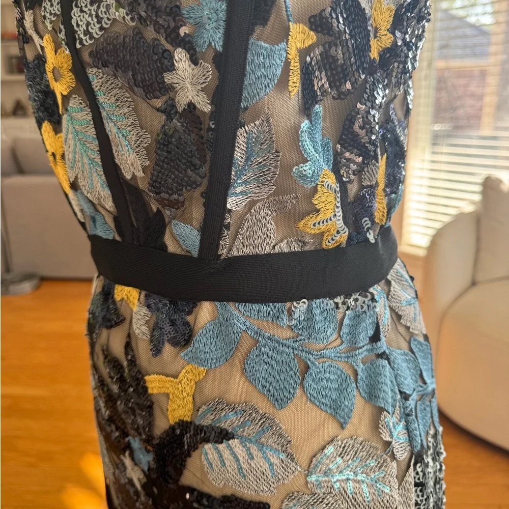 Floral Lace Dress with Ruffle Hem - Picture 4 of 4